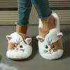 Chinelos Casuais de Gato de Desenho Animado Outono/Inverno Transfronteiriços, Quentes e Leves, Fechados na Ponta, para Casa, Maternidade, Algodão, Atacado