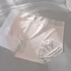 Roupa íntima feminina plus size ultra fina de seda gelada, sem costura, cor sólida, justa ao corpo, antibacteriana, entrepernas estendido, secagem rápida, respirável