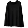Camiseta de Manga Larga con Patrón de Espiga de Trigo y Encaje Elegante para Mujer Talla Grande Otoño Nueva Versátil Capa Base para Vestir por Capas 1238