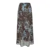 Falda Larga de Verano Nueva Moda Estilo Resort Francés Floral Ajustada al Cuerpo Falda Cola de Pescado Cintura Alta Delgado para Mujer