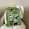 Bolso de Mano Tejido con Patrón de Panda para Mujer, Bolso de Hombro Grande de Verano, Vacaciones en la Playa, Viajes Diarios, Bolso Versátil