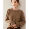 Novedad Otoño e Invierno Tejidos de Cachemir para Mujer Cuello Redondo Cachemir Espesado de Punto Aspecto Delgado Holgado Punto de Lana Básico Simple