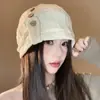 Estilo despojado gorro de tricô floral de dupla face com botão estilo slouchy para mulheres caimento solto faz o rosto parecer menor chapéu para circunferência da cabeça grande touca de frio