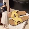 Pantuflas Populares Verano 2025 para Mujer Nuevo Sentido de Alta Gama Sandalias Planas Suaves de Playa Francesas Sandalias de Moda de Una Palabra