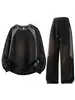 Sudadera Deportiva Rayada de Primavera y Otoño Estilo Nuevo Pantalones Casuales Rectos Sueltos Traje de Dos Piezas para Hombre Estilo Simple