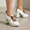 2026 Nuevo Estilo Moda Comercio Electrónico Transfronterizo Zapatos de Tacón Alto Punta Redonda 40-46 Talla Grande con Cordones Corte Medio Elegantes Zapatos de Vestir