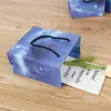 Em estoque saco de papel céu estrelado criativo bolsa de mão requintada estilo ins saco de presente azul simples saco de presente para roupas