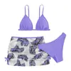 2024 Novo Maiô Infantil Dividido Europeu e Americano Bikini Feminino de Três Peças Maiô de Rede Bikini Infantil Feminino