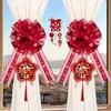 Decoração de Quarto de Casamento, Decoração de Sala de Estar, Cortinas, Caractere de Felicidade Dupla, Enfeites de Flores Puxados à Mão, Decorações Pendentes, Fitas, Suprimentos de Casamento para os Quartos da Noiva e do Noivo