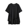Top Adelgazante de Longitud Media Estilo Coreano con Puntadas Fruncidas y Manga Corta 2024 Verano Nuevo talla extra Grande Mujeres