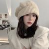 Chapéu japonês de cabeça grande para todos os tipos de crianças, chapéu de proteção para orelhas quentes de outono e inverno, chapéu casual de lã tricotada, chapéu frio feminino