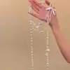 Novo Estilo Colar de Pérolas com Laço Estilo Francês, Desejo Puro, Luxo Leve, Alto Padrão, Requintado, Design Longo, Acessório Empilhável
