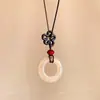 Corrente longa de suéter de madeira estilo Old Money, colar com pingente geométrico Melard retrô, novo acessório estilo chinês com estética vintage