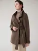 Abrigo de Lana de Doble Cara Estilo Coreano para Mujer Patrón de Espiga Ropa para Ir al Trabajo de Alta Gama 100% Lana Pura Cuello Alto Abrigo de Lana