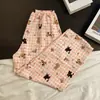 Calça de Pijama Feminina de Verão Hello Kitty Longa Rosa Doce Fofa Confortável Respirável Calça de Casa Pode Ser Usada Fora