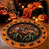 Alfombra decorativa redonda temática de Halloween para uso doméstico, adecuada para salas de estar, a prueba de polvo y resistente a las manchas, se puede usar como alfombra de sofá o mesa de café, y como una alfombrilla de piso fresca y cómoda para dormitorios