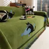 2026 Nova Capa de Sofá de Gato de Desenho Animado Cobertura Total Antiderrapante Chenille Capa de Sofá com Borda de Franja Design Fofo de Animal
