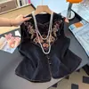 Garantía de Calidad Seda Reductora de Edad Nueva Estilo Chino Nacional Botón de Rana Bordado Jacquard Pesado Chal Retro Chaleco para Mujer