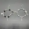 Pulseira Cruzada Europeia e Americana para Casal Melhores Amigos Dados Preto e Branco Hip-hop Feita à Mão Violão Microfone Estrela de Cinco Pontas Pulseira