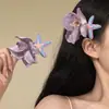 Pinza para el pelo de flor morada atmosférica y etérea para mujer, Pinza lateral de estrella de mar estilo vacacional, Accesorio para el pelo estilo bohemio