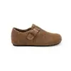 En stock: 2026 estilo nuevo, cálidas, con hebilla, suela gruesa, forradas de lana, tipo Birkenstock, punta cerrada, para usar en exteriores, zapatos de otoño/invierno para mujer
