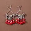 Pendientes Bohemianos Europeos y Americanos con Borlas y Turquesa, Pendientes de Estilo Étnico Retro, Joyería para Orejas Única y Elegante Estilo Tibetano