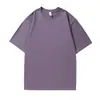Camiseta de Algodón Puro Pesado para Mujer de 250g, Estilo Unisex Versátil Casual, Color Sólido, Corte Holgado, Top Sencillo de Manga Corta Talla Grande Venta al por Mayor