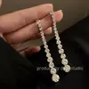 Pendientes Largos de Circonita Super Brillantes, de Lujo Ligero, que Hacen que el Rostro Parezca Más Delgado, Exquisitos y de Alta Gama, Diseño de Nicho, Pendientes Exagerados de Estilo Francés al por Mayor
