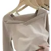 Camisa Base de Terciopelo Doble Cara para Mujer Otoño e Invierno 2027, Nuevo Diseño con Cuello Cuadrado, Top Interior Irregular Elegante Ajustado