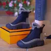Botas de Nieve para Mujer con Cremallera, Nuevo Estilo Otoño e Invierno 2025, Forradas de Felpa, Botas Cálidas de Piel, Botas de Algodón de Moda Casual con Suela Suave y Suela Gruesa para Mujer