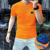 Camiseta fina e elegante da moda masculina, de algodão mercerizado, gola redonda, manga curta, primavera e verão, nova indústria pesada, letras