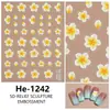 Redanco5D Embotado Ins Popular Desenho Animado Adesivo para Unha Esmalte Flor Amarela Adesivo Estéreo para Unha He1242