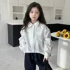 Camisa Branca para Meninas Estilo Novo Irregular 2026 Primavera Outono Roupa Infantil Camisa de Manga Longa Crianças Média Grande Meninas Blusa Solta