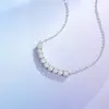 Plata de Ley S925 Collar para Suéter de Moissanita Móvil de Una Línea Sonriente para Mujer Lujo Accesible Diseño de Nicho Cadena Sencilla para Suéter