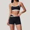 Conjunto de dos piezas de tank top y shorts ajustados sexy para fitness, yoga, running al aire libre y deportes, europeo y americano transfronterizo