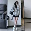Sudadera con cremallera de estilo americano, peso pesado, color beige claro para otoño e invierno, chaqueta retro para mujer, forrada de polar y engrosada, corte holgado para primavera y otoño