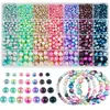 Set de Perlas Artificiales Perforadas Sueltas DIY Coloridas Redondas de ABS Materiales para Joyería Accesorios Caja de 24/28 Compartimentos