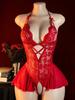 Lingerie Sexy Transfronteiriça, Seios Pequenos Sensuais, Conjunto de Renda Transparente Pura Luxúria, Sedutor, Quente e Apaixonado Pijama com Decote Halter de Comércio Exterior
