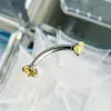 Piercing de sobrancelha em aço inoxidável com zircônia cúbica redonda, haste curva e design popular entre europeus e americanos. Ideal para piercing de sobrancelha, lábio e unha.