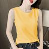 Camiseta de verano para mujer, estilo europeo, camisola, combinable, blanca, sin mangas