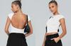Moda Y2K Europea y Americana Transfronteriza Verano Sexy Sin Espalda Nailon Absorción de Humedad Transpirable Manga Corta Ajustado Top Camiseta para Mujer