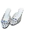 Primer Encuentro con las Sandalias de Lunares con Lazo de la Temporada para Mujer, Chanclas de Verano con Tacón de Gatito, Tacón Bajo, Slip-On, Tacón Alto para Mujer, Adecuadas para Uso en Exteriores