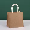 Sacolas Transfronteiriças Logo Personalizado Bolsas de Linho Sacolas de Lona Juta Sacolas de Presente Publicidade da Empresa Personalizadas