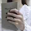 Anillo Geométrico de Dos Colores Abierto Estilo Europeo y Americano Anillo Ancho Frío Asimétrico Cóncavo y Convexo para Mujer
