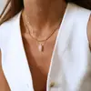 Collar Colgante Hexagonal de Cristal Más Vendido de Amazon para Mujer, Collar de Ágata de Cuarzo Rosa de Alta Gama Dorado Que No Se Desvanece
