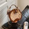 Bolso de diseño de nicho para mujer, nuevo bolso de alta gama 2024 con bordado rómbico, portátil, pequeño y redondo, bandolera de hombro de moda.