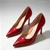 Zapatos de tacón alto de punta fina con tiras cruzadas, nuevos para primavera y otoño, simples, versátiles, de charol espejo, escotados, para el trabajo, para mujer, de tacón fino