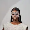 Máscara de Halloween Full Diamond de Novo Produto Transfronteiriço Moda Europeia e Americana Festa Maquiagem Festa Máscara de Strass Máscara