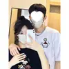 Verão [Algodão Penteado Puro Trama Fechada] Camiseta de Manga Curta para Casal Celebridade da Internet Novo Estilo 2026 Marca Tendência Top Solto para Mulheres
