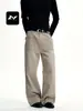 Pantalones de Trabajo Rectos Estilo Francés Retro Americano Ricos para Hombres y Mujeres Holgados Casual Adelgazantes Lavados Desgastados Modernos Pantalones Largos con Capas 3D